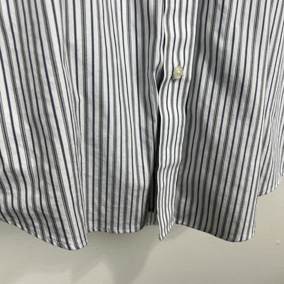 Lands' End Button Down Dress Shirt Men 16 ½ - 34 Blue White Striped Long Sleeve - Picture 6 of 13